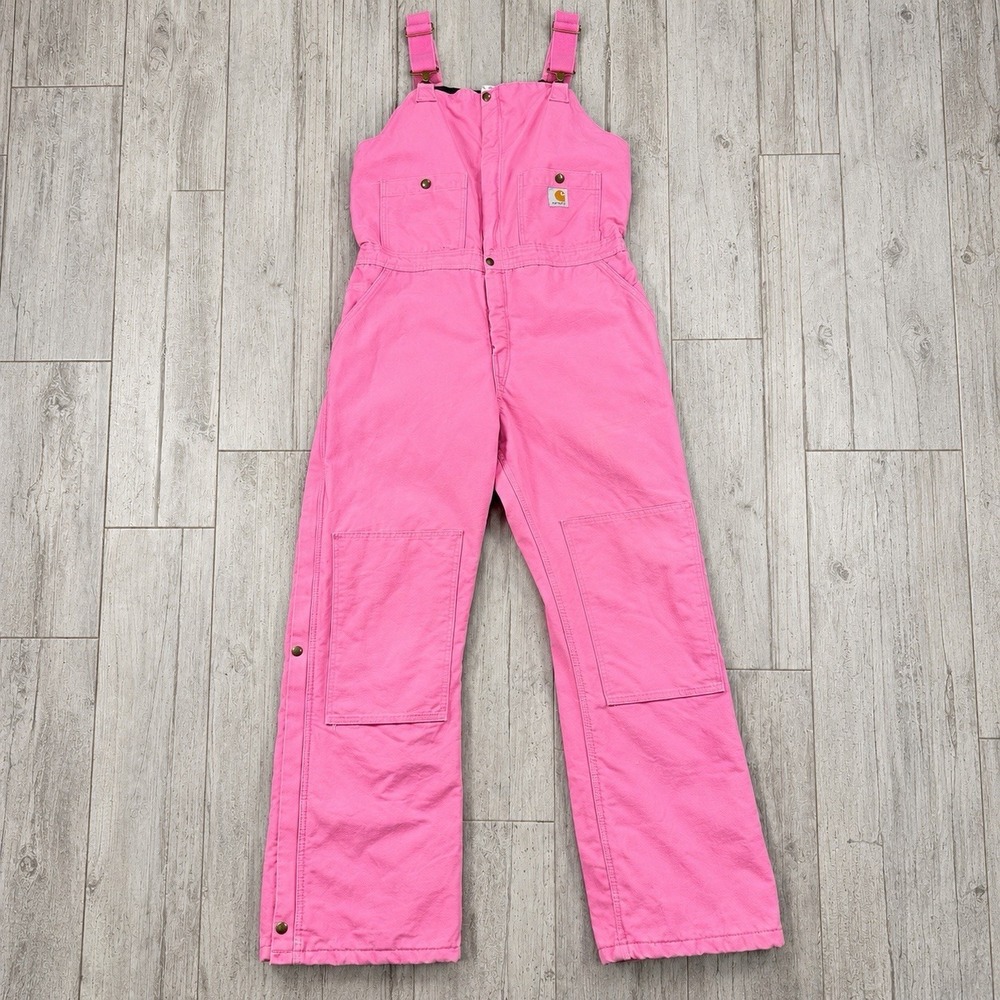 Vintage Carhartt Women's 16x32 Pink Insulated Duck Bib Overalls WB027